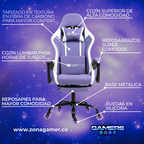 Silla Gamer Thunder-1039F Lilac con reposapiés y ruedas en silicona