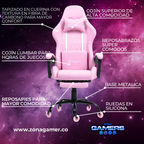 Silla Gamer CIR-1039F Pink con reposapiés y ruedas en silicona