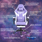 Silla Gamer DOWLINE-1039F Lilac con reposapiés y ruedas en silicona