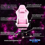 Silla Gamer DX-1127F PRO Pink con reposapiés y ruedas en silicona