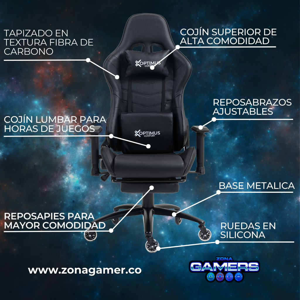 Silla Gamer DX-1127F Black con reposapiés y ruedas en silicona