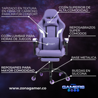 Silla Gamer Titan-1039F Lilac con reposapiés y ruedas en silicona
