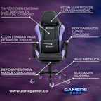 Silla Gamer Fly-1039F Lilac con reposapiés y ruedas en silicona