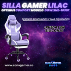 Silla Gamer DOWLINE-1039F Lilac con reposapiés y ruedas en silicona