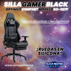 Silla Gamer DX-1127F Black con reposapiés y ruedas en silicona