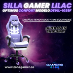 Silla Gamer Devil-1039F Lilac con reposapiés y ruedas en silicona