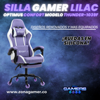 Silla Gamer Thunder-1039F Lilac con reposapiés y ruedas en silicona