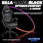 Silla Gamer A231039F Black con reposapiés y ruedas en silicona