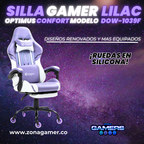 Silla Gamer DOW-1039F Lilac con reposapiés y ruedas en silicona