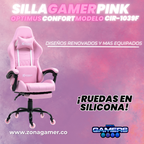 Silla Gamer CIR-1039F Pink con reposapiés y ruedas en silicona