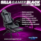 Silla Gamer DX-1001F Black con reposapiés