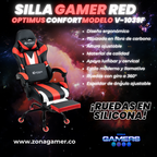 Silla Gamer V-1039F Red con reposapiés y ruedas en silicona
