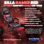 Silla Gamer CIR-1039F Red con reposapiés y ruedas en silicona