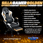 Silla Gamer Thunder-1039F Golden con reposapiés y ruedas en silicona