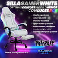Silla gamer Armor White con luces RGB + reposapies y ruedas en silicona