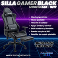 Silla gamer EAR-1127F Black + reposapies y ruedas en silicona