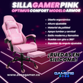 Silla Gamer ARMOR-1127F Pink con reposapiés y ruedas en silicona