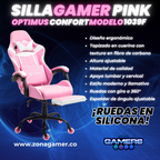 Silla Gamer 1039F Pink con reposapiés y ruedas en silicona
