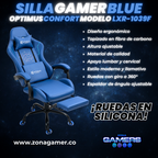 Silla Gamer LXR-1039F Blue con reposapiés y ruedas en silicona