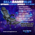 Silla Gamer Fly-1039F Blue con reposapiés y ruedas en silicona