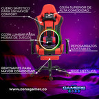 Silla Gamer A231001F Red  con masajeador lumbar y reposapies incluido