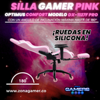 Silla Gamer DX-1127F PRO Pink con reposapiés y ruedas en silicona