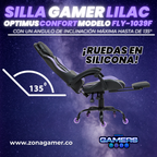 Silla Gamer Fly-1039F Lilac con reposapiés y ruedas en silicona