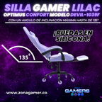 Silla Gamer Devil-1039F Lilac con reposapiés y ruedas en silicona