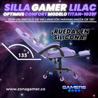 Silla Gamer Titan-1039F Lilac con reposapiés y ruedas en silicona