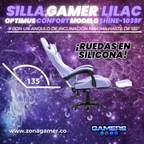 Silla Gamer Shine-1039F Lilac con reposapiés y ruedas en silicona