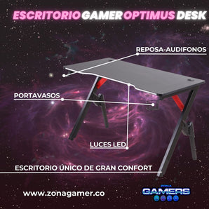 Combo Silla Gamer A-231001F Pink + Escritorio Gamer Optimus Desk