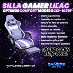 Silla Gamer CIR-1039F Lilac con reposapiés y ruedas en silicona