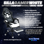 Silla Gamer Devil-1039F White con reposapiés y ruedas en silicona