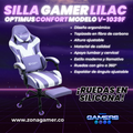 Silla Gamer V-1039F Lilac con reposapiés y ruedas en silicona