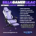 Silla Gamer DX-1127F PRO Lilac con reposapiés y ruedas en silicona