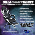 Silla Gamer Thunder-1039F White con reposapiés y ruedas en silicona