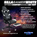 Silla Gamer DX-1127F White con reposapiés y ruedas en silicona