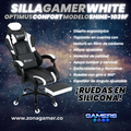 Silla Gamer Shine-1039F White con reposapiés y ruedas en silicona