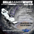 Silla Gamer DOW-1039F White con reposapiés y ruedas en silicona