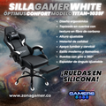 Silla Gamer Titan-1039F White con reposapiés y ruedas en silicona