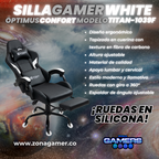 Silla Gamer Titan-1039F White con reposapiés y ruedas en silicona