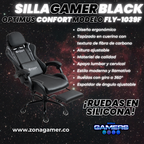 Silla Gamer Fly-1039F Black con reposapiés y ruedas en silicona