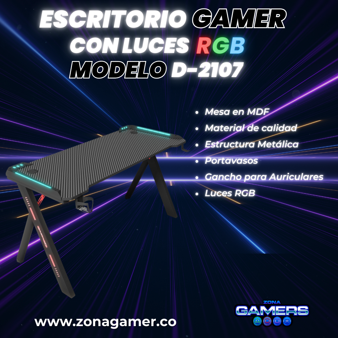 Escritorio Gamer D-2107 Con luces RGB