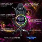 Silla Gamer A231101F Black + masajeador lumbar con reposapiés incluido y ruedas en silicona