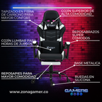 Silla Gamer E-1127F White con reposapiés y ruedas en silicona