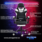 Silla Gamer 1039F White con reposapiés y ruedas en silicona