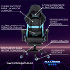 Silla Gamer ARMOR-1039F Blue con reposapiés y ruedas en silicona