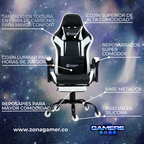 Silla Gamer Thunder-1039F White con reposapiés y ruedas en silicona