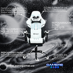 Silla Gamer DOW-1039F White con reposapiés y ruedas en silicona