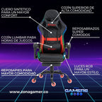 Silla gamer Armor Red con luces RGB + reposapiés y ruedas en silicona